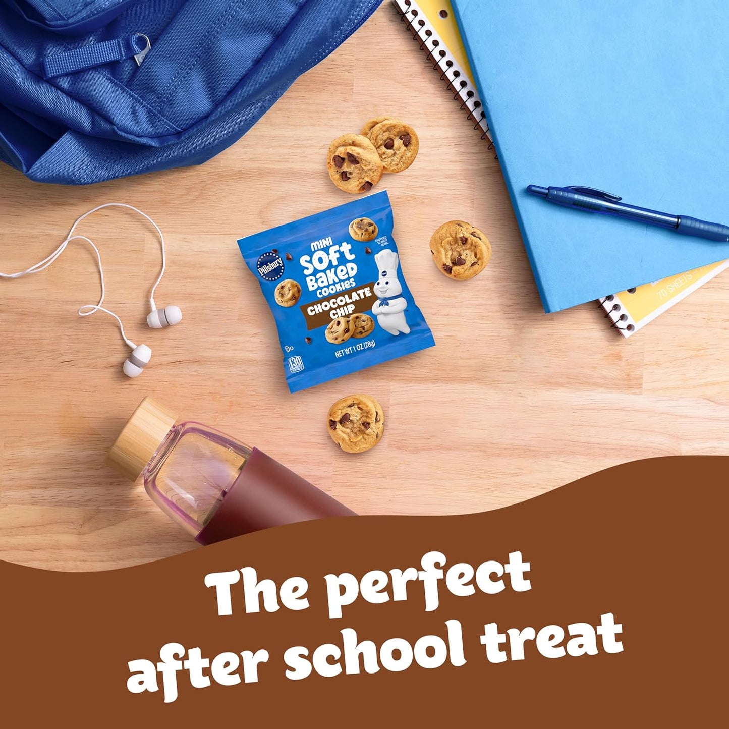 Pillsbury Mini Soft Baked Cookies, Chocolate Chip, Snack Bags