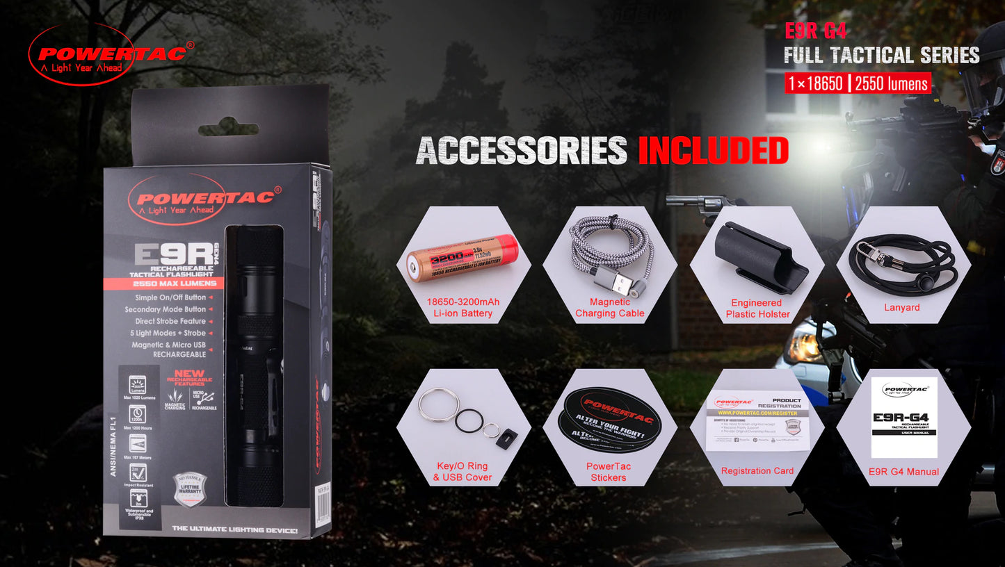 E9R-G4 Tactical EDC Flashlight - 2,550 Lumen Output